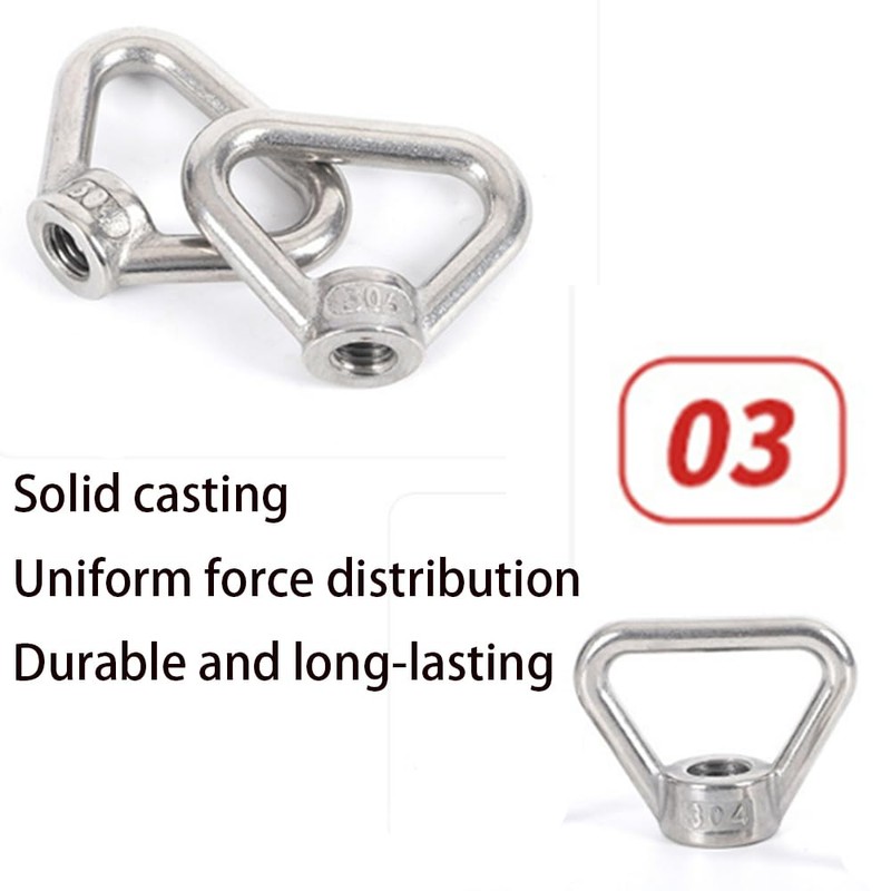 6Pcs 304 Stainless Steel Eye Nut M10 Ring Triangle Shape