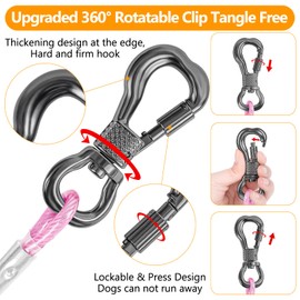 Tresbro 50FT Reflective Dog Tie Out Cable for Dogs Up to 250 Pounds, Steel Wire Dog Leash Cable with Stainless Rotatable Buckle, Heavy Duty and Enduring, Dog Chains Outside for Outdoor, Yard, Pink