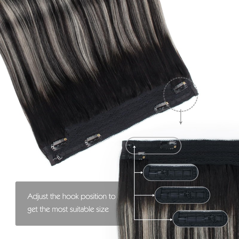 Sassina Invisible Wire Hair Extensions Real Human Hair with Transparent