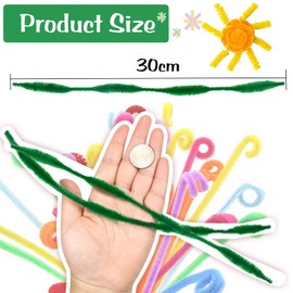 TOAOB 120pcs Green Pipe Cleaners Bump Pipe Cleaners Chenille Stems Craft Supplies Bending Plush 13mm x 12 inch for Handmade DIY Art Craft