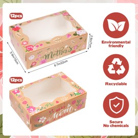 24Pcs Happy Mothers Day Cookie Boxes with Window, Mothers Day Gift Cardboard Paper Treat Boxes Cookie Goody Container for Mothers Day I Love You Mom Birthday Party Supplies