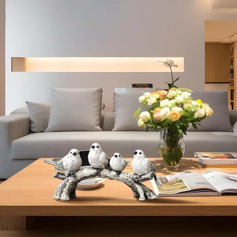 Bird Figurines - Animal Bird Ornaments,Standing on Branch Home Decoration