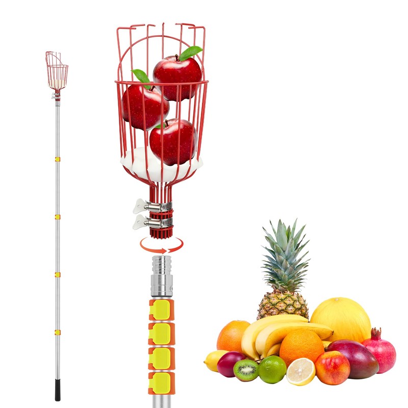 SANLIKE Fruit Picker Pole with Basket 12FT Adjustable Higher Lightweight