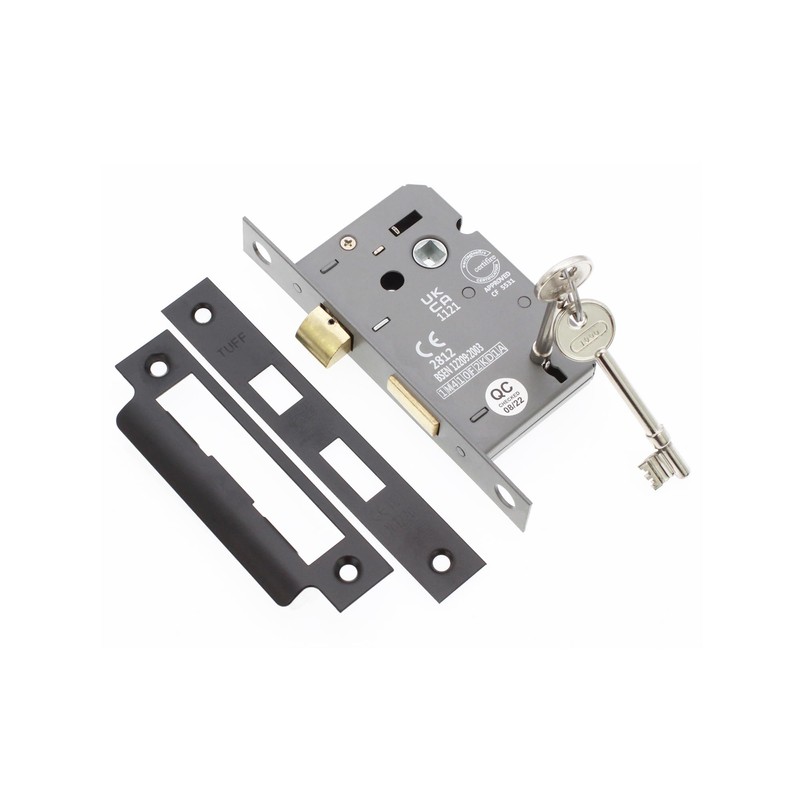 Infinity Decor Fire Rated Matt Black 3 Lever Mortice Sash