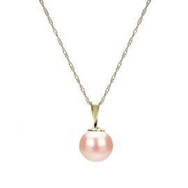 Pink Cultured Freshwater Pearl Stud Earrings and Pendant Necklace Set Jewelry 7-7.5mm