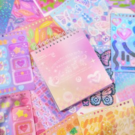 3500PCS Korean Stickers for Kpop Photocards Aesthetic Sticker Book for Girls Glitter Decro Stickers Cute Butterfly Sweetheart Ribbon Flower Alphabet Scrapbook Stickers for DIY Card Art Crafts 60-Page