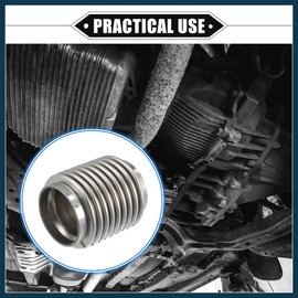 TUCKBOLD Car Exhaust Flexible Pipe, 63.5x100mm 2.5"x3.94" Exhaust Flex Connector Pipes Bellows Universal for Car Durable Stainless Steel Silver Tone Automotive Parts