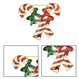 MEISH Christmas Brooch Pin Christmas Candy Cane Brooch Pin Rhinestone Crystal Enamel Christmas Jewelry Gift Christmas Party Decoration for Girls