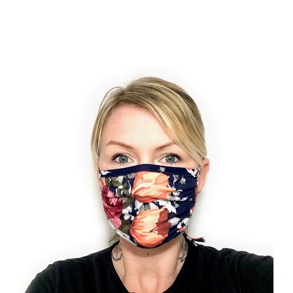 Star Vixen Washable Fashion Face Mask, Navy/Floral, One Size fits All