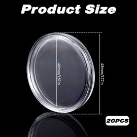 20 Pcs 40mm Coin Capsules Coin Holder Storage Container Clear Rounds Coin Case for Coin Collection Supplies Storage Organizer Box for 1 oz Silver and Copper Rounds