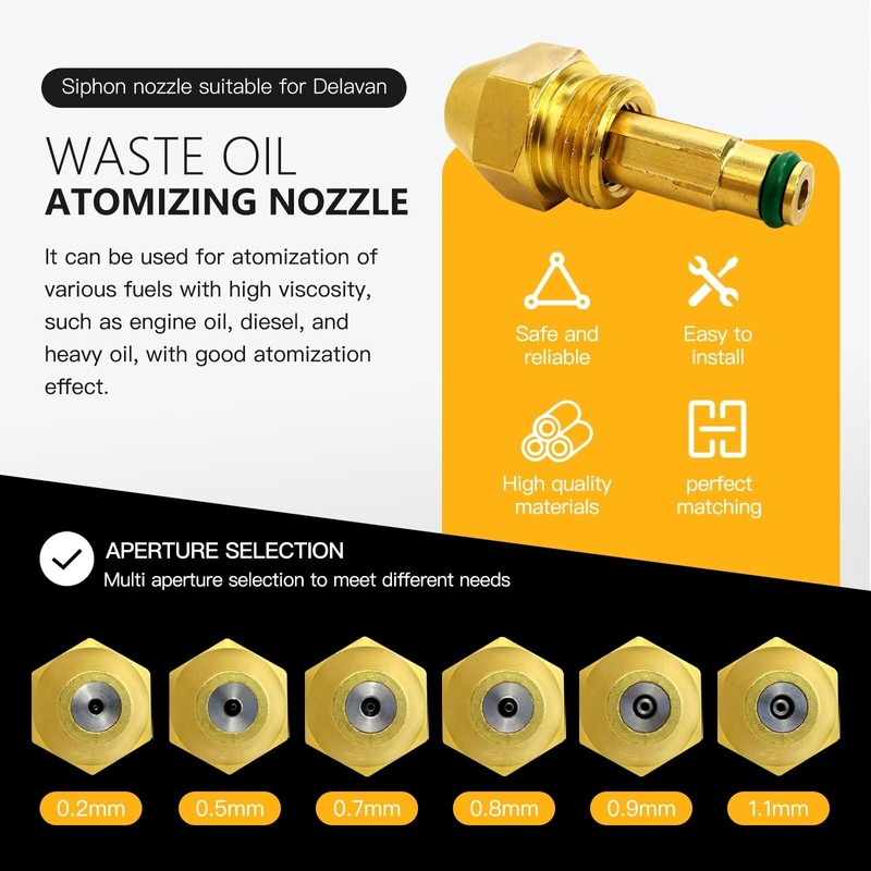 JRSHOME 0.2mm Waste Oil Burner Nozzle 30609-2 for Air Siphon