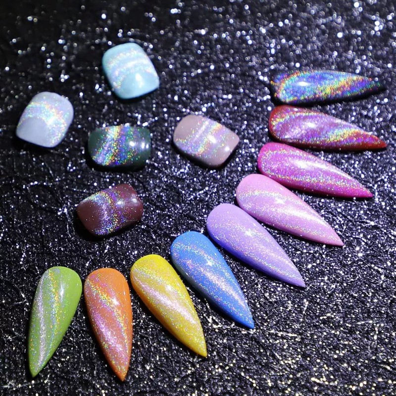 Shinetour Láser Arcoíris Esmaltes Uñas Gel Uñas Efecto Ojo Gato