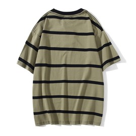 Emo Short Sleeve Oversized T Shirts for Women Men Crewneck Color Block Stripe Tops Grunge Aesthetic Goblincore Clothes (Green,XL)