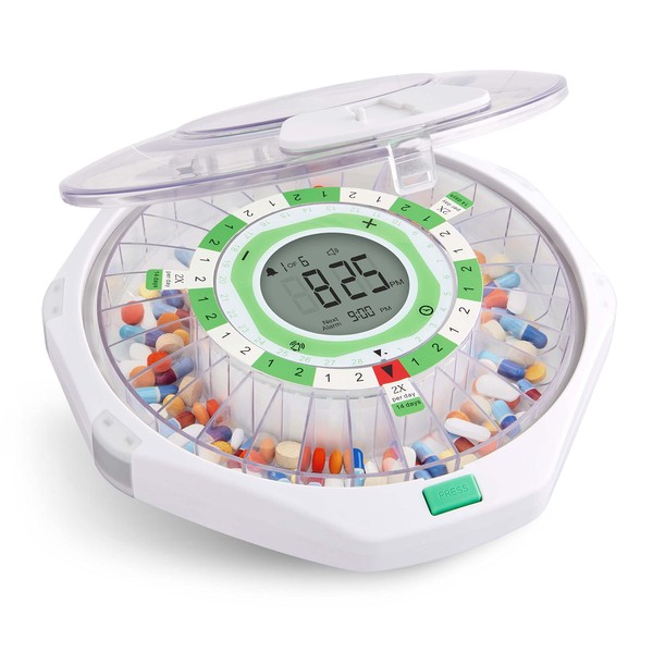Live Fine 28-Day Automatic Pill Dispenser Clear Lid with Upgraded