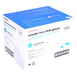 Daxwell Nitrile Gloves, Powder Free, Large, Blue, F10001530 (Case of 1,000, 10 Boxes of 100)