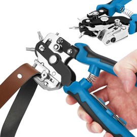 6-in-1 Hole Punch Tools Multi-Purpose Stainless Steel Adjustable Punch with V-Shaped Edge Precision Perforating, Perfect for Leather, Plastic, Metal Sheets, Rubber and More