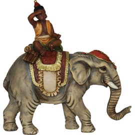 FADEDA JOK:Elephant with Moor/Height: 10 cm/Hand-Painted/Detailed Nativity Scene Figures - Christmas Table Decoration Nativity Accessories