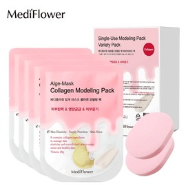 Mediflower Disposable Modeling Pack Variety Pack (Collagen 28gx4+Sponge x2) / 메디플라워 일회용 모델링팩 버라이어티팩 (콜라겐 28gx4+해면x2)