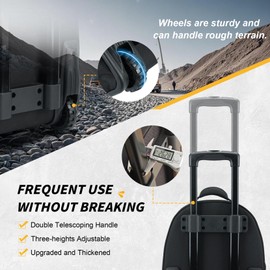 MELOTOUGH Rolling Tool Bag with Telescoping Handle Wheeled Heavy Rolling Tote Bag with Wheels,Electrician Tool Bag for Men Wheels Toolbackpack for Contractors, Technicians, Trave,Tradesmen(Yellow)