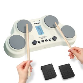 HXW PD405 Tabletop Electronic Drum Set Starter Percussion Pad, With 163 Sounds, Coach & Game Features, Gift for Kids Adults