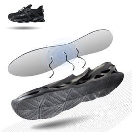 Safety Shoes Men's Steel Toe Cap Shoes Women's Work Trainers Work Shoes Protective Shoes Sporty Lightweight with Steel Toe Cap Black Blue Grey EU 36-48, Gk187 Black, 38 EU