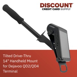 DCCStands Standard Tilted Drive Thru Black Handheld Mount and Bracket for Dejavoo QD2/QD4 Terminal, (V3)