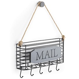 SRIWATANA Mail Holder Wall Mount, Mail Organizer Key Holder for Wall, Small Size, Weathered Grey