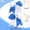 6PCS 8" Large Cheer Hair Bows Ponytail Holder, Rhinestones Cheerleader