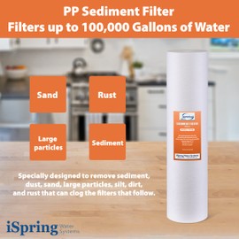 iSpring 5-Micron 20” x 4.5” Whole House Water Filter Cartridges, High Capacity Sediment Filter, Model Number: FP25BX2