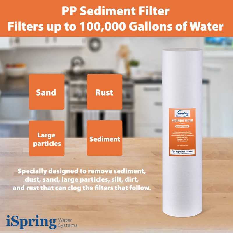 iSpring 5-Micron 20” x 4.5” Whole House Water Filter Cartridges,