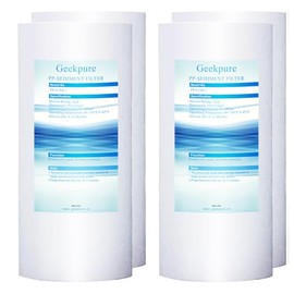 Geekpure 10 Inch PP Sediment Replacement Filter Cartridge for Whole House Water Filtration System-4.5" x 10"-5 Micron-Pack of 4
