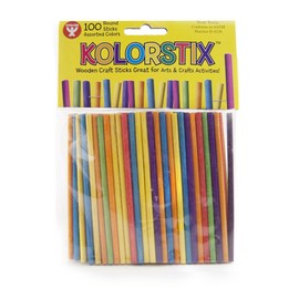 Hygloss Products Colored Craft Sticks – Vibrant Round Wood Craft Sticks – 4 Inches, 100 Mixed Colors