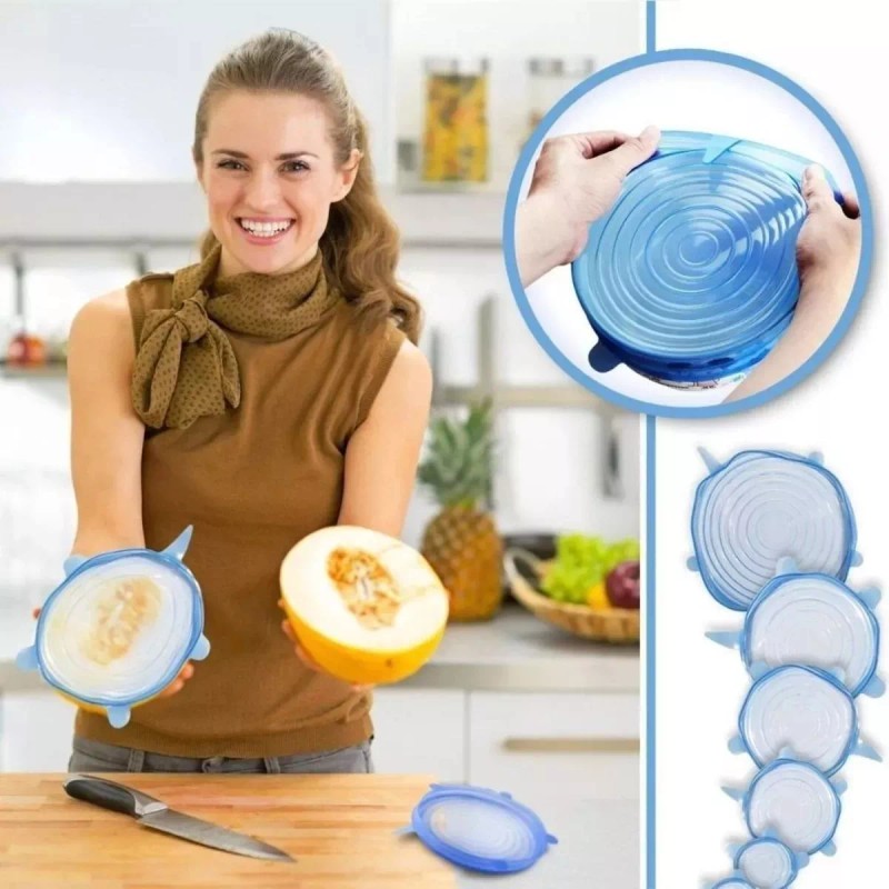 Universo en Linea Tapas Extensible De Silicona Flexible Hermética Set