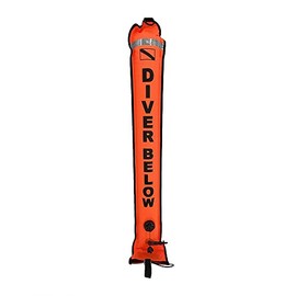 SEAQUANTUM Scuba Diving Inflatable Safety Surface Marker Buoy, Heavy Lead at The Bottom, Reflective Strips on The top (Orange, 5ft)