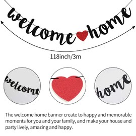 AINIUNIU Welcome Garland, Welcome Home Banner, for Family Party Housewarming Decoration, Warm Welcome Baby Welcome to Home for Friend Related Baby Health (Black)