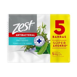 Zest Zest Jabon en Barra - Tomillo y Te Verde Paquete 5 Barras de 100Gr C/U