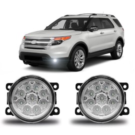qobsos Fog Light Bulb 3.5 Inch Pair For Ford Explorer 2011-2015 Clear Lens Fog Lights Bumper Lamps,6000k,Pack of 2