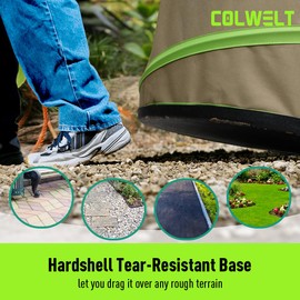 Colwelt Collapsible Garden Bag 47Gallon, Collapsible Leaf Bags with Hard Bottom, Heavy Duty Yard Waste Bag Leaf Bin, Leaf Pop up Trash Can (come with Leaf Scoop, Garden Gloves)