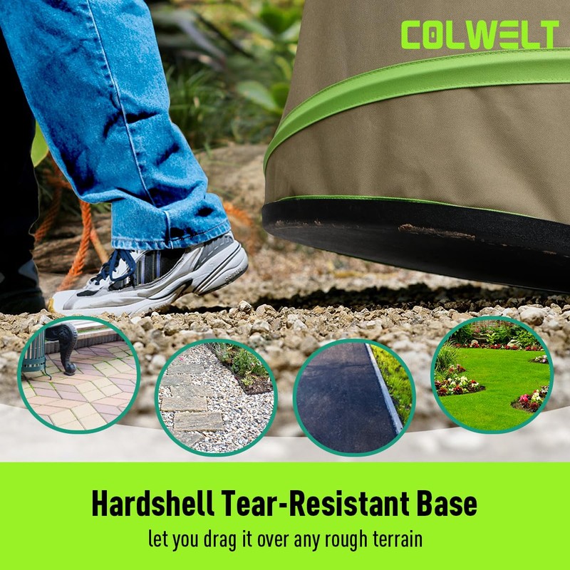 Colwelt Collapsible Garden Bag 47Gallon, Collapsible Leaf Bags with Hard
