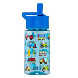 Wildkin Kids 16 Oz Water Bottle – BPA-Free Tritan, Leak-Proof Lid, Durable & Easy to Clean - Trains, Planes & Trucks