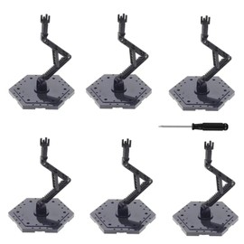 6-Pieces Action Character Display Rack, Suitable For MG RG HG And 1/144 Universal Model Rack, Adjustable Height, Hexagonal Base, Black