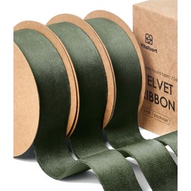 Vitalizart Green Velvet Ribbon Set 1 Inch Double Faced Ribbon for Christmas Ornaments Gift Wrapping 15 Yards Wreath Decoration Bows Making Holiday Crafts