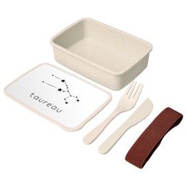Fabulous Lunch Box Lunch Box with Cutlery White Taurus Zodiac Sign Minimalist 700ml