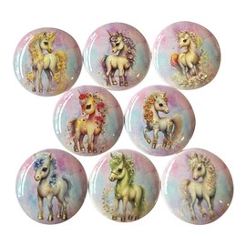 Twisted R Design Unicorn Cabinet Knobs for Kitchen Cabinets and Drawers, Matching Cabinet Knobs and Pulls, 1.5" Round Dresser Knobs (Set of 8 Unicorn Fantasy)