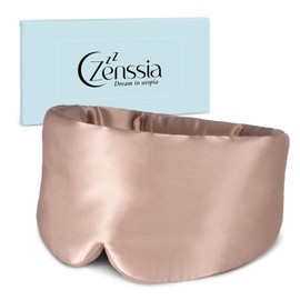 Zenssia Sleep Mask Silk for Men and Women, Enlarged and Widened Eye Mask with Adjustable Velcro for Daily Rest and Short Breaks when Travel, Camel
