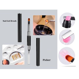 MUEYAN Poly Nail Extension Builder Gel Tool Nail Art Kit, 2 in 1 Poly Extension Gel Pen Brush, Nail Tips Clips, 100pcs Dual Nail Forms Clear Nail Molds, Nail Extension Tips Form Guide Sticker, Nail File