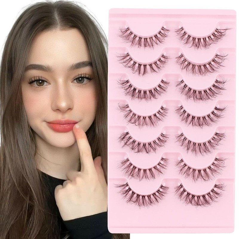 Parriparri Eyelashes, Natural Look, Fluffy False Eyelashes, Clear Band, 7
