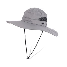 Unisex Sun Hat, Wide Brim Summer Mesh UV Protection Beach Safari Hat,Wide Brim Bucket Packable Boonie,Adjustable Chin Strap Breathable for Fishing Hiking Gardening Safari Beach Grey