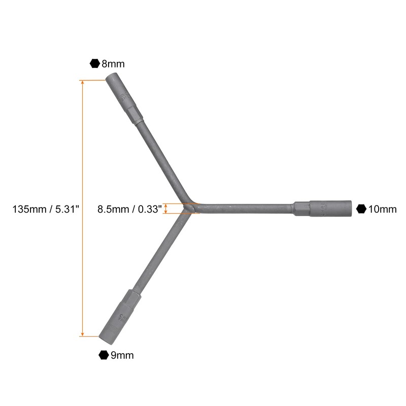 HARFINGTON 2pcs Y-Shaped 3 Way Socket Wrench 8mm 9mm 10mm