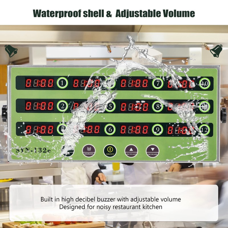 Spolehli 12 Channel Kitchen Timer Commercial Cooking Timer Reminder Restaurant